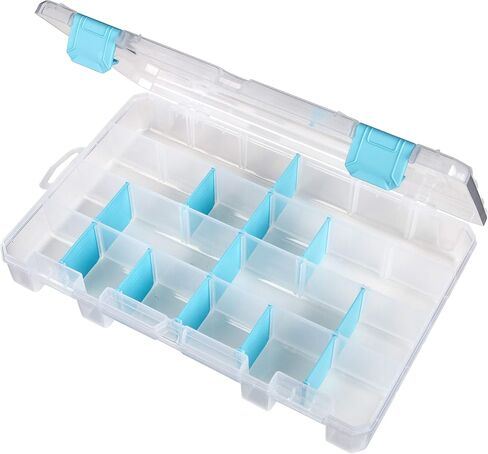 ArtBin 6847AG Medium Anti-Tarnish Box with Removable Dividers, Jewelry & Craft Organizer with Anti-Tarnish Technology, [1] Plastic Storage Case, Clear with Aqua Accents in Kuwait