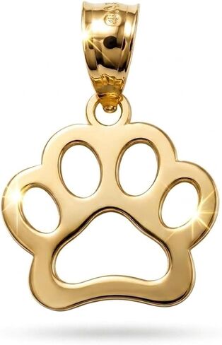 Charm America - Gold Dog Paw Charm Pendant - 10 Karat Solid Yellow Gold - Dog Paw Jewelry in Kuwait