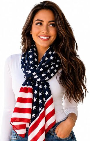 Shimmer Anna Shine USA American Flag Patriotic Scarf in Kuwait