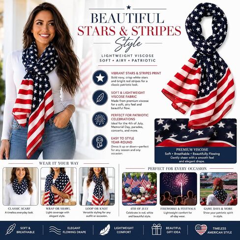 Shimmer Anna Shine USA American Flag Patriotic Scarf in Kuwait