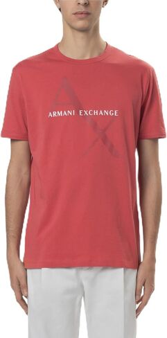 A|X ARMANI EXCHANGE mens Crew Neck Logo Tee T Shirt, Quilted Logo White, Small US in Kuwait