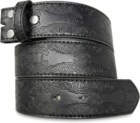 BC Belts Leather Belt Strap with Tooled Western Floral Leaf Embossed Pattern 1.5" Wide with Snaps in Kuwait