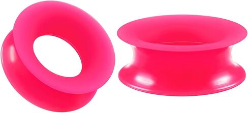 Pair of Pink Silicone Double Flared Saddle Piercing Jewelry Stretcher Ear Earring Lobe Flesh Tunnel Plugs in Saudi Arabia