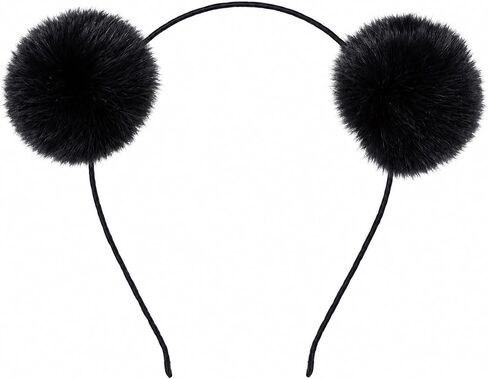 BAOBAO Faux Fluffy Rabbit Fur Ball Cat Ears Panda Hair Hoop Headband Xmas Party Cosplay in Kuwait