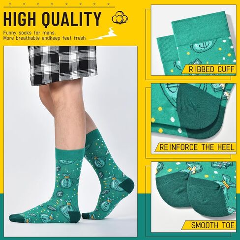 HSELL Mens Funny Patterned Dress Socks Novelty Crazy Design Cotton Socks Gift for Him in Kuwait