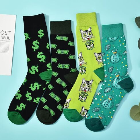 HSELL Mens Funny Patterned Dress Socks Novelty Crazy Design Cotton Socks Gift for Him in Kuwait