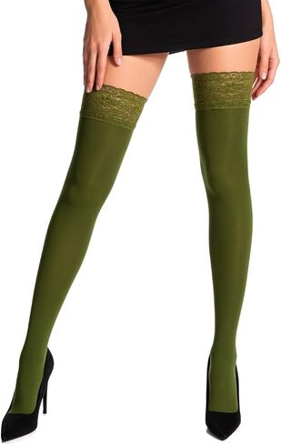 Mila Marutti Thigh High Stockings for Women Pantyhose Opaque Tights Lace Top Stay Ups in Kuwait