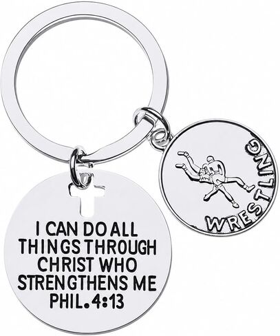 Infinity Collection Wrestling Charm Keychain, I Can Do All Things Through Christ Who Strengthens Me Phil 4:13, Wrestling Gift for Boys and Girls in Kuwait