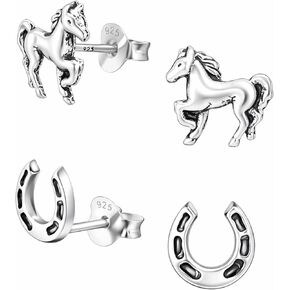 KIWI DAISY Hypoallergenic Sterling Silver Horse Set Tiny Stud Earrings (Nickel Free) in Kuwait