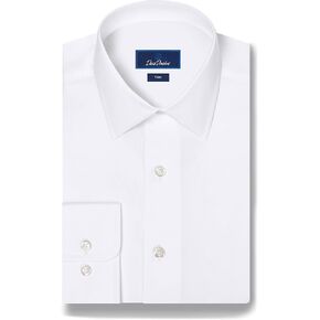 David Donahue Mens Trim Fit Long Sleeve Cotton Fine Twill Dress Shirt in Kuwait