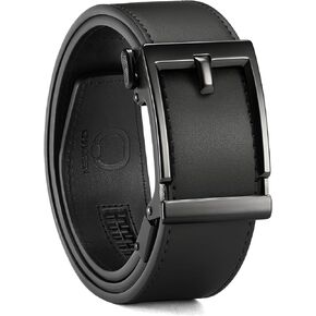 CHAOREN Ratchet Belts for Men 2-Pack - Stylish Leather Belts in Gift Set 35mm (Genuine Black/Dark Brown, 32" to 38" Waist Adjustable) in Saudi Arabia
