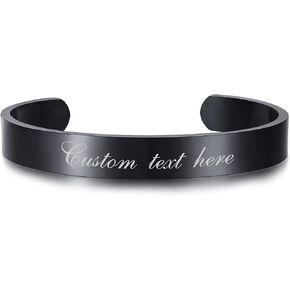 Personalized Cuff Bangle Bracelet : Polished Stainless Steel Various Inspirational Quote Bracelets Free Custom Engrave Name Mantra Text Minimalist Open Bangle Cuff for Men Women Girl Boy in Kuwait