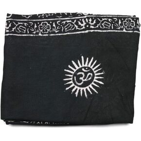 ASHIRWAD Large Om Aum Scarf Shawl Wrap Light Weight Soft Cotton Rayon Viscose Mix Hand Printed Boho Bohemian Yoga Prayer in Kuwait