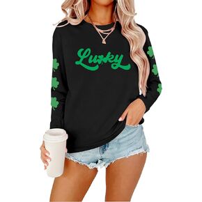 MYHALF St Patricks Day Sweatshirt Women Shamrock Long Sleeve Irish Festival Holiday Tee Short Sleeve Causal Top in Kuwait