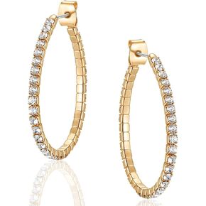 Humble Chic Cubic Zirconia Hoop Earrings for Women - Simulated Diamond Teardrop Post Back Statement Hoops - Stainless Steel Posts, Hypoallergenic and Safe for Sensitive Ears in Kuwait