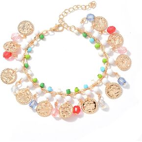 Boho coin sandals Anklet Bracelet Bohemian Tassel Barefoot Sandals Chain Jewelry Belly Dance Anklet Fashion Gifts for Women Girls Best Gifts Presents for Sister, Friends, Mom Birthday Valentine's Day Mother's Day in Kuwait
