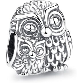 Nbsameng S925 Sterling Silver Charms Compatible for Pandora Bracelets and Necklaces, DIY Holiday Gifts for Women Girls, Owls in Saudi Arabia