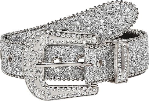 HinyBoeh Western-Rhinestone-Belts for Women's-Men's Bling-Studded-Belt Cowgirl-Cowboy-Country Sparkly-Rodeo-Belts for Unisex in Kuwait