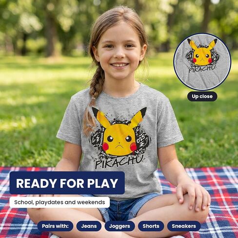 Pokemon Boys Pikachu Game Shirt - Gotta Catch Em All - Ash Pikachu Charizard Pokeball Official T-Shirt in Kuwait