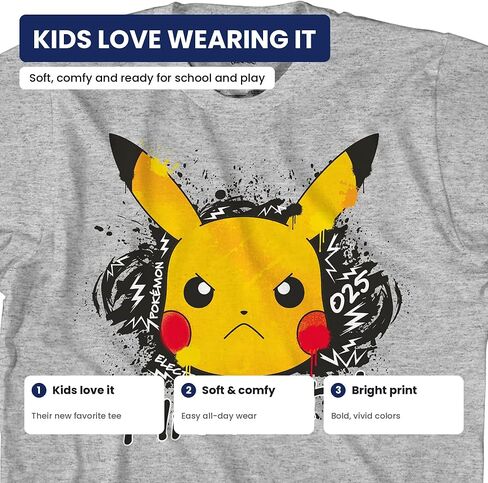 Pokemon Boys Pikachu Game Shirt - Gotta Catch Em All - Ash Pikachu Charizard Pokeball Official T-Shirt in Kuwait