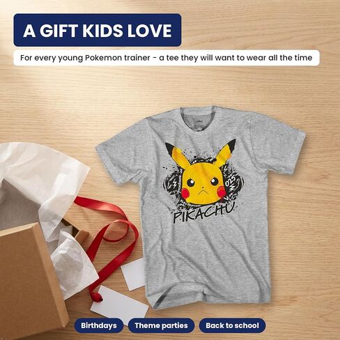 Pokemon Boys Pikachu Game Shirt - Gotta Catch Em All - Ash Pikachu Charizard Pokeball Official T-Shirt in Kuwait