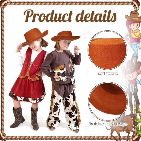 20 Pcs Children's Cowboy Hats Kids Party Cowboy Felt Hats Cowgirl Hats for Western Halloween Birthday Costume in Kuwait