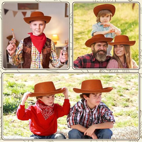 20 Pcs Children's Cowboy Hats Kids Party Cowboy Felt Hats Cowgirl Hats for Western Halloween Birthday Costume in Kuwait
