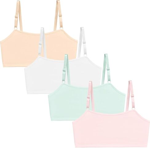 SIAEYINFY Girls Training Bra -4-8 PCS Girl Cotton Bra Crop Cami Training Bras for Girls with Adjustable Straps in Kuwait
