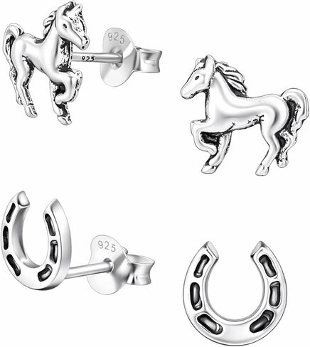 KIWI DAISY Hypoallergenic Sterling Silver Horse Set Tiny Stud Earrings (Nickel Free) in Kuwait