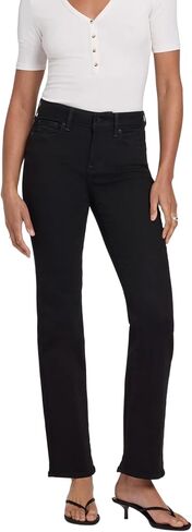 NYDJ Women's Marilyn Straight Leg Velvet Jeans, Black, 6 in Kuwait