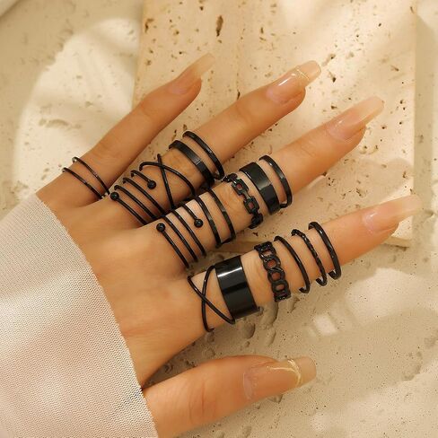 Knuckle Rings Set for Women Girls Snake Chain Stacking Ring Gold Knuckle Rings Set for Women Girls Snake Chain Stacking Ring Vintage BOHO Midi Rings Vintage BOHO Midi Rings for Women Men Hollow Carved Flowers Crystal Rings in Kuwait