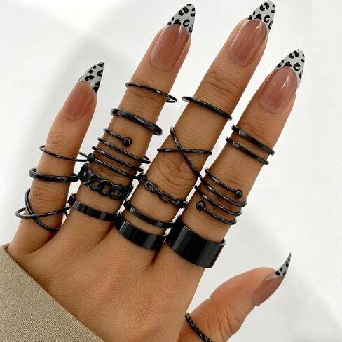Knuckle Rings Set for Women Girls Snake Chain Stacking Ring Gold Knuckle Rings Set for Women Girls Snake Chain Stacking Ring Vintage BOHO Midi Rings Vintage BOHO Midi Rings for Women Men Hollow Carved Flowers Crystal Rings in Kuwait