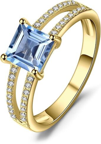 JewelryPalace Princess Cut 1.2ct Genuine Blue Topaz Solitaire Rings for Her, 14K White Gold Plated 925 Sterling Silver Promise Ring for Women, Natural Gemstone jewelry Sets Rings in Kuwait