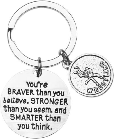 Infinity Collection Wrestling Charm Keychain, Inspirational You’re Braver Than You Believe, Stronger Than You Seem & Smarter You Think Jewelry, Wrestling Gifts for Wrestlers in Saudi Arabia