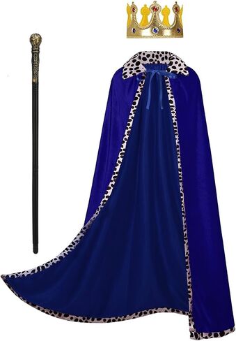 GRAJTCIN King Costume Cape for Adult Mardi Gras Velvet Robe and Crown & Scepter 3PCS Set in Kuwait