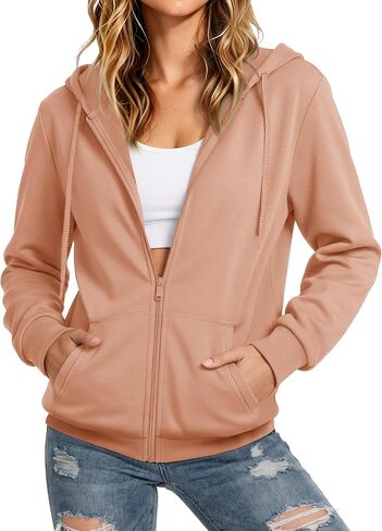 MAGCOMSEN Women's Fleece Lined Zip Up Hoodies Casual Hooded Jacket Workout Full Zip Sweatshirts Pocket Coats in Kuwait
