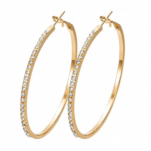 YienDoo Large Crystal Hoop Drop Dangle Earrings Vintage Rhinestones Circle Hoop Earrings Gold Lightweight Geometric Round Loop Earrings Sparkly Statement Earrings Jewelry for Women and Girls in Kuwait