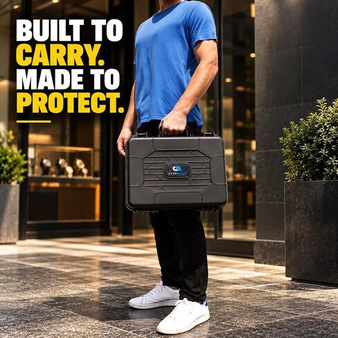 CASEMATIX Watch Travel Case With 42 Watch Roll Holder Slots- Impact Resistant Watch Case With Foam Watch Box Interior and Two Removable Display Trays, Watch Storage Fits 24mm to 56mm Faces in Kuwait
