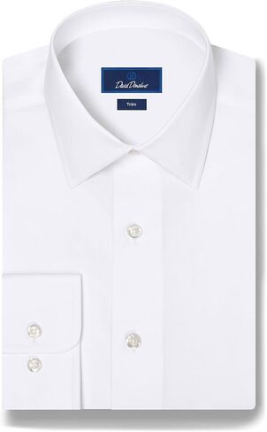 David Donahue Mens Trim Fit Long Sleeve Cotton Fine Twill Dress Shirt in Kuwait