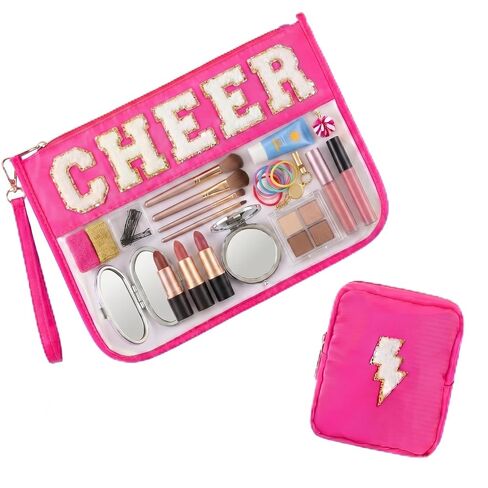 Hillban 2 Pcs Baby Bag Set for Boys & Girls Chenille Letter Bags Preppy Patch Makeup Bag Baby Travel Bags Waterproof Portable Toiletry Storage Bag for Women Girl (Baby Theme) in Kuwait