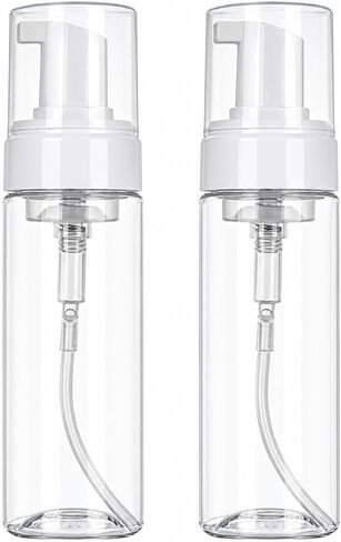 Foaming Dispenser Bottle - Beoncall 2Pcs Transparent Empty Spray Bottles Plastic Foam Pump Bottle Travel Soap Bottle Portable Foam Bottle (200ml) in Kuwait