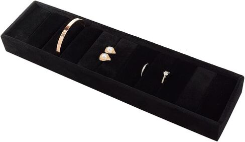 PH PandaHall Velvet Jewelry Display Tray, 10 Slots Black Bangle Tray Ring Cufflink Organizer Bracelet Showcase Padded Jewelry Tray for Dresser Home Storage Retail Show Exhibition in Kuwait