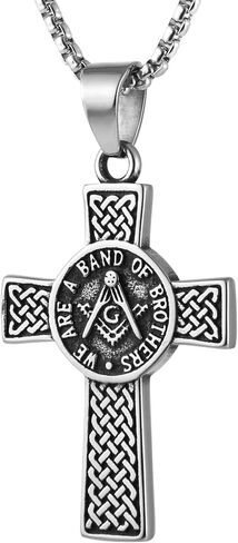 AsAlways Stainless Steel Knights Cross Templar Eternal Celtic Irish Knot Pendant Necklace, 22+2 Inch Chain in Kuwait