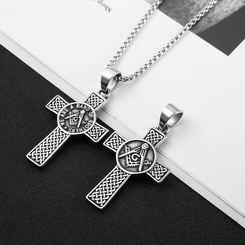 AsAlways Stainless Steel Knights Cross Templar Eternal Celtic Irish Knot Pendant Necklace, 22+2 Inch Chain in Kuwait