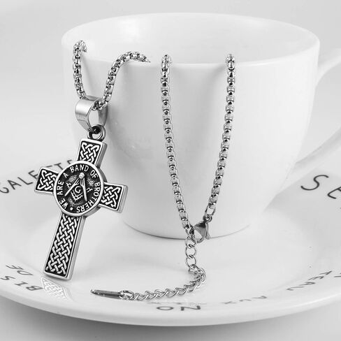 AsAlways Stainless Steel Knights Cross Templar Eternal Celtic Irish Knot Pendant Necklace, 22+2 Inch Chain in Kuwait