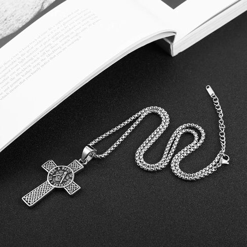 AsAlways Stainless Steel Knights Cross Templar Eternal Celtic Irish Knot Pendant Necklace, 22+2 Inch Chain in Kuwait