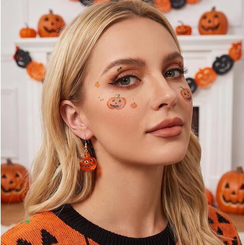 Reffeer Solid 925 Sterling Silver Halloween Pumpkin Dangle Earrings Drops for Women Girls Pumpkin Drop Earrings Hook Studs in Kuwait