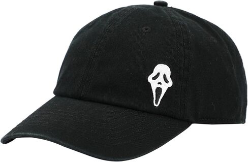 Ghostface Dad Plain Black Embroidered Patch Hat with pre-Curved Bill for Men in Kuwait
