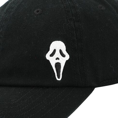 Ghostface Dad Plain Black Embroidered Patch Hat with pre-Curved Bill for Men in Kuwait