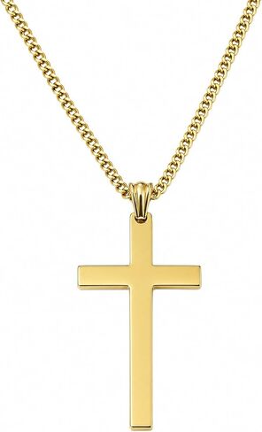 24K Gold Cross Necklace For Men Pendant Solid plated Clasp Women Thin for Charms Miami Cuban Link Diamond Cut in Kuwait
